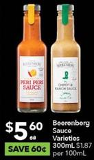 Beerenberg - Sauce Varieties 300ml offers at $5.6 in Ritchies