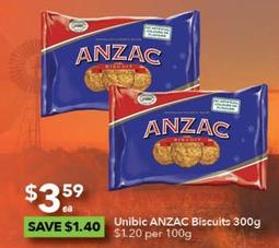 Unibic - Anzac Biscuits 300g offers at $3.59 in Ritchies