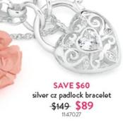 Silver Cz Padlock Bracelet offers at $89 in Goldmark