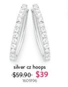 Silver Cz Hoops offers at $39 in Goldmark