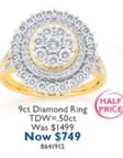 9ct Diamond Ring offers at $749 in Prouds