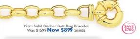 19cm Solid Belcher Bolt Ring Bracelet offers at $899 in Prouds
