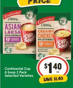 Continental - Cup A Soup 2 Pack Selected Varieties offers at $1.4 in IGA