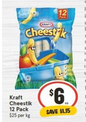 Kraft - Cheestik 12 Pack offers at $6 in IGA