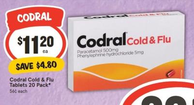 Codral - Cold & Flu Tablets 20 Pack offers at $11.2 in IGA