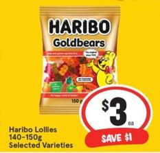Haribo - Lollies 140-150g Selected Varieties offers at $3 in IGA
