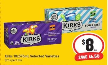 Kirks - 10x375ml Selected Varieties offers at $8 in IGA