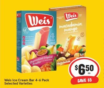 Weis - Ice Cream Bar 4-6 Pack Selected Varieties offers at $6.5 in IGA