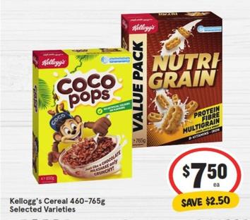 Kelloggs - Cereal 460-765g Selected Varieties offers at $7.5 in IGA
