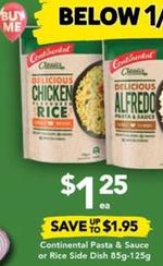 Continental - Pasta & Sauce Or Rice Side Dish 85g-125g offers at $1.25 in Drakes