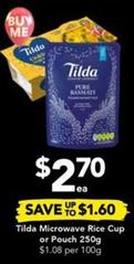 Tilda - Microwave Rice Cup Or Pouch 250g offers at $2.7 in Drakes