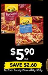 Mccain - Family Pizza 490g-500g offers at $5.9 in Drakes