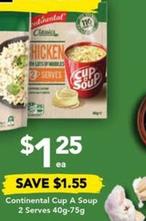 Continental - Cup A Soup 2 Serves 40g-75g offers at $1.25 in Drakes