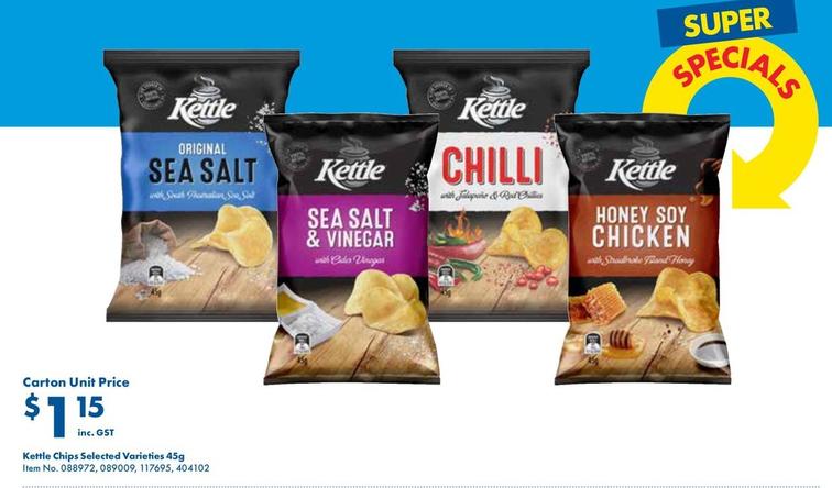 Kettle - Chips Selected Varieties 45g offers at $1.15 in Campbells