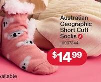 Australian Geographic Short Cuff Socks offers at $14.99 in Australia Post