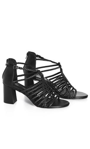 WIDE FIT Braided Mida Heel - black offers at $76.97 in City Chic