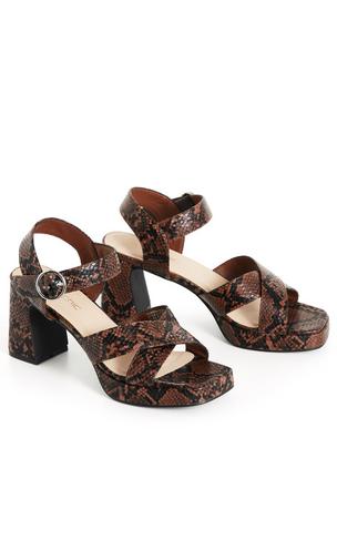 WIDE FIT Josie Platform - brown snake offers at $49.98 in City Chic