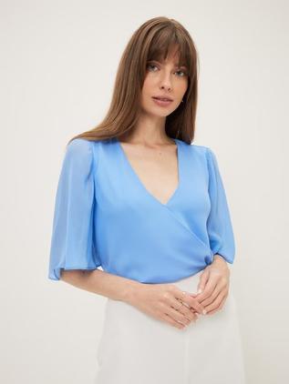 Sheer Sleeve Wrap Top offers at $79.95 in Portmans