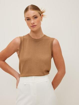 Madison Sleeveless Knit Top Toffee Latte offers at $59.95 in Portmans