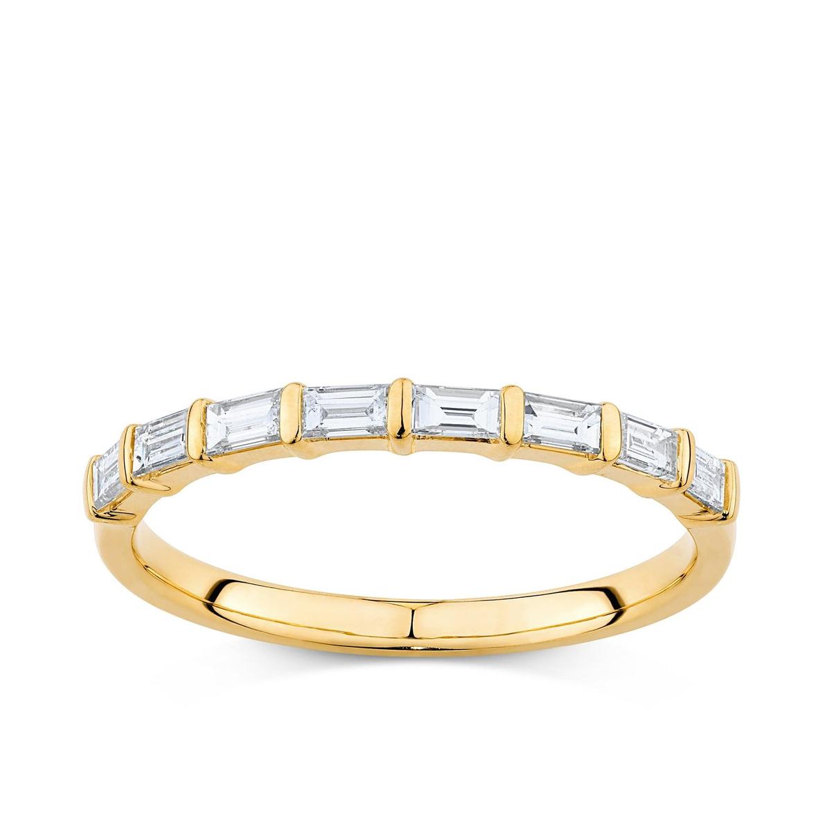 Diamond Baguette Wedding Ring in 9ct Yellow Gold TDW 0.33ct offers in Wallace Bishop