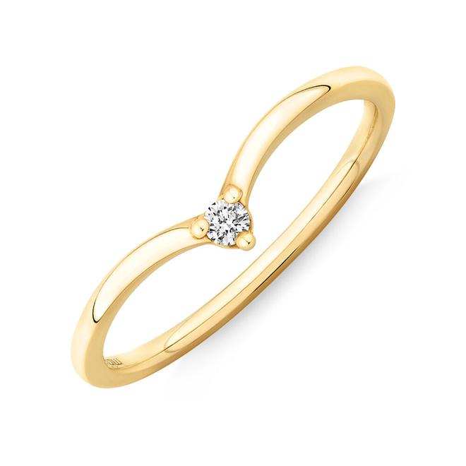 Diamond Accent Chevron Ring in 10kt Yellow Gold offers at $399 in Michael Hill
