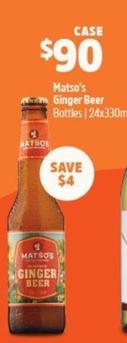 Matso's - Ginger Beer Bottles | 24x330ml offers at $90 in BWS