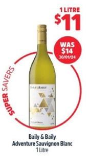 Baily & Baily - Adventure Sauvignon Blanc 1 Litre offers at $11 in BWS