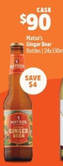 Matso's - Ginger Beer Bottles | 24x330ml offers at $90 in BWS