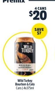 Wild Turkey - Bourbon & Cola Cans | 4x375ml offers at $20 in BWS