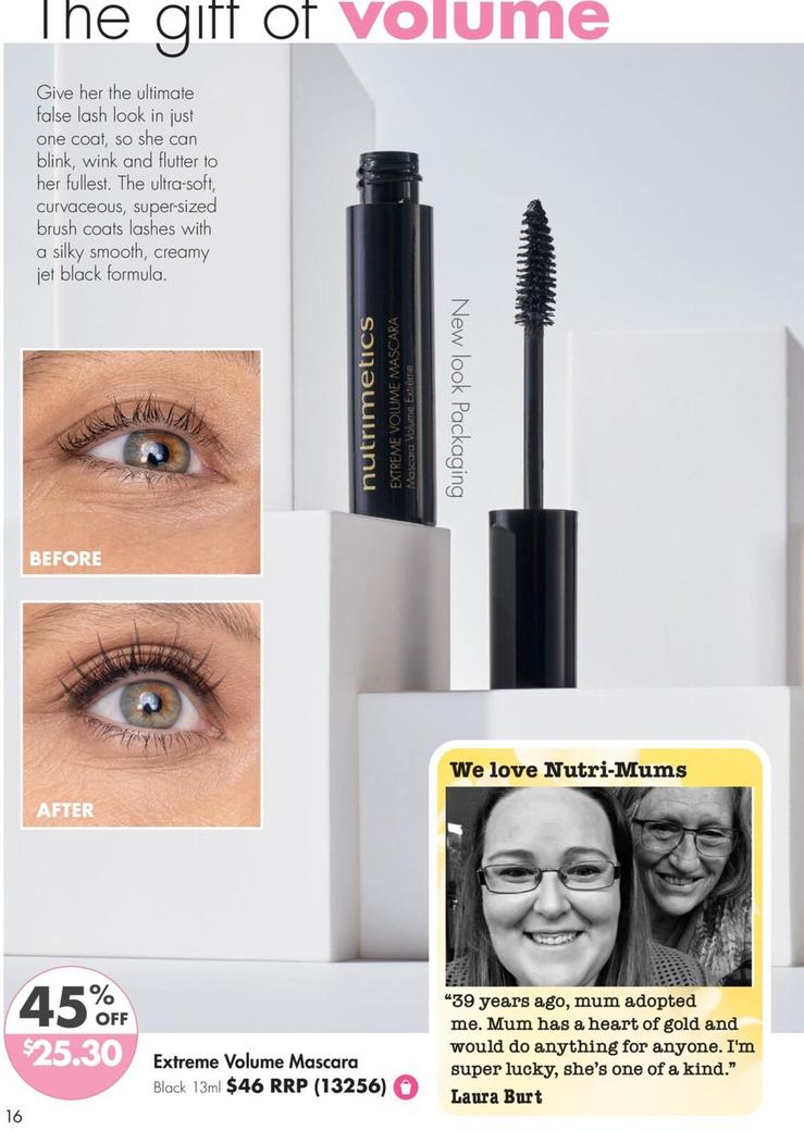 Extreme Volume Mascara offers at $25.3 in Nutrimetics