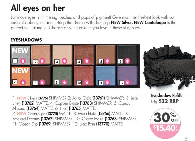 Eyeshadow Refills offers at $15.4 in Nutrimetics