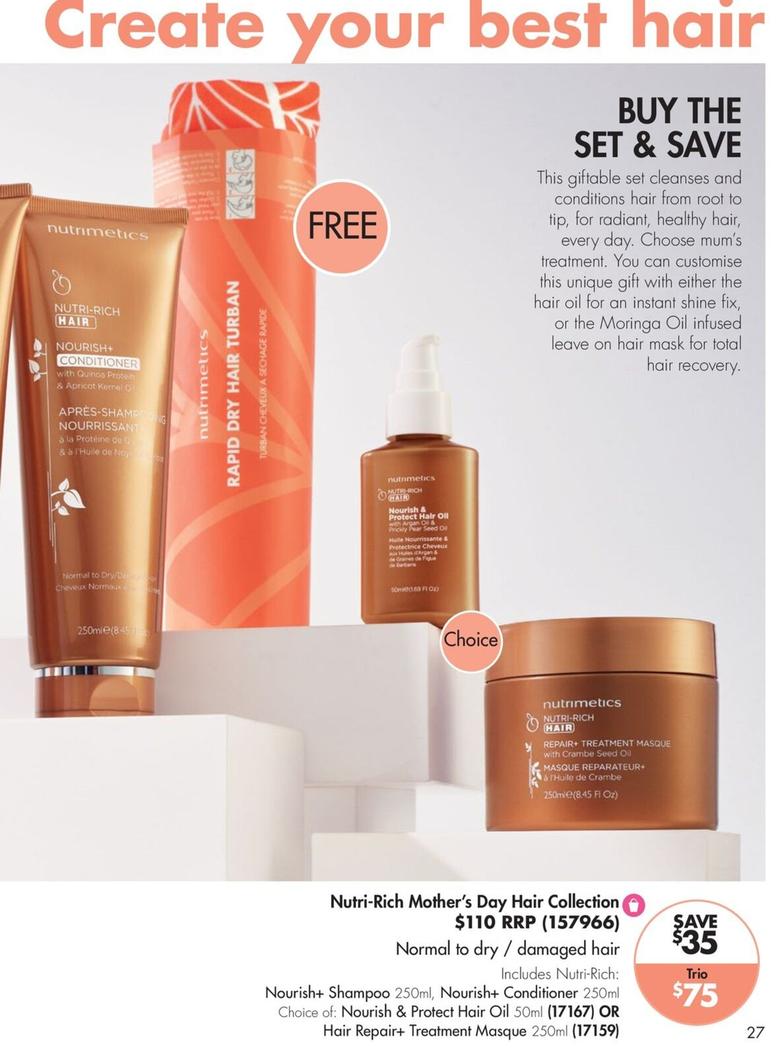 Nutri-rich Mother's Day Hair Collection offers at $75 in Nutrimetics