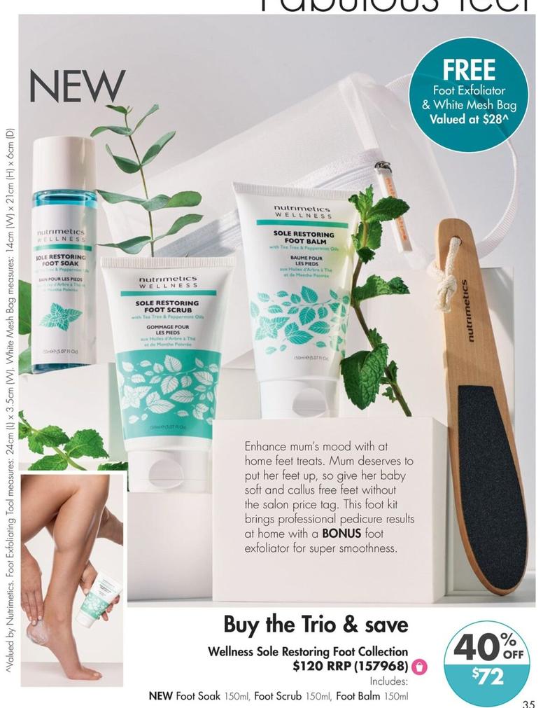 Nutrimetics - Wellness Sole Restoring Foot Collection offers at $72 in Nutrimetics