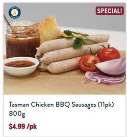 Tasman Chicken Bbq Sausages (11pk) 800g offers at $4.99 in Tasman Butchers