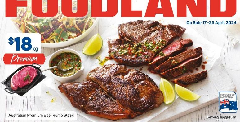 Australian Premium Beef Rump Steak offers at $18 in Foodland