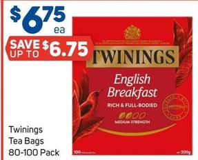 Twinings - Tea Bags 80-100 Pack offers at $6.75 in Foodland
