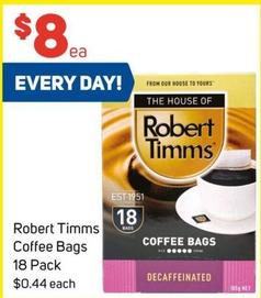 Robert Timms - Coffee Bags 18 Pack offers at $8 in Foodland
