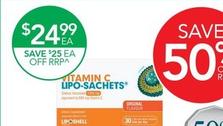 Lipo-Sachets - Vitamin C 30 sachets offers at $24.99 in TerryWhite Chemmart