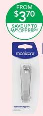 Manicare - Toe Nail Clippers With Nail File  offers at $3.7 in TerryWhite Chemmart