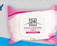 24 Daily - Facial Cleansing Wipes Moisturising 25 wipes offers at $2.99 in TerryWhite Chemmart