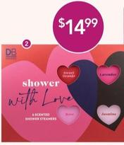 Designer Brands - Shower With Love Shower Steamers 6 piece offers at $14.99 in TerryWhite Chemmart