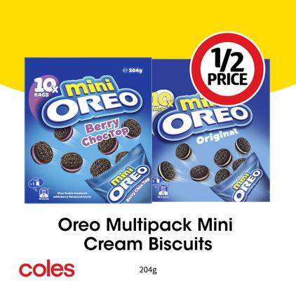 Oreo Multipack Mini Cream Biscuits offers at $2.5 in Coles