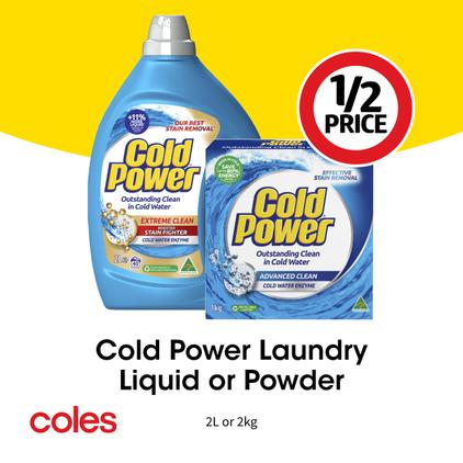 Cold Power Laundry Liquid or Powder  offers at $12 in Coles