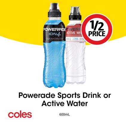 Powerade Sports Drink or Active Water  offers at $2.1 in Coles