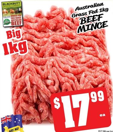 Australian Grass Fed 1kg Beef Mince offers at $17.99 in Farmer Jack's