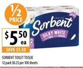 Sorbent - Toilet Tissue 12 Pack offers at $5.5 in Supabarn