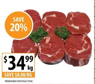 Premium Beef Scotch Fillet Steak offers at $34.99 in Supabarn