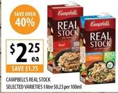 Campbell's - Real Stock Selected Varieties 1 Litre offers at $2.25 in Supabarn