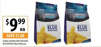 Global Seafood - Crispy Battered Blue Whiting 500g offers at $9.99 in Supabarn