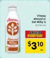 Vitasoy - - Almond Or Oat Milky 1l offers at $3.1 in SPAR